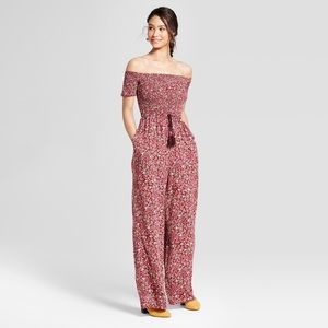 Xhilaration Floral off the Shoulder Jumpsuit